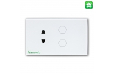 Công tắc cảm ứng wifi 2 nút kèm ổ cắm HNTS